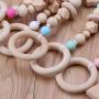 YOUSIKE Wooden Teether Chew Beads Silicone Baby Teething Pacifier Toys - For Molars - Easy To Hold - Anti-eat Hand - Bright Colors - Safe Teether Sensory Toy For 3 To 12 Months Babies, Infant, Toddler