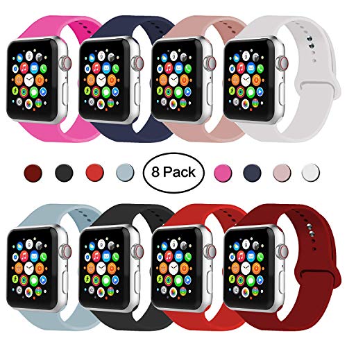 IYOU Sport Band Compatible with Watch Band 38MM 42MM 40MM 44MM, Soft Silicone Replacement Sport Strap Compatible with 2019 Watch Series 5 2018 Watch Series 4/3/2/1