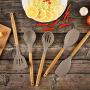 Idomeo Wooden Handle Silicone Kitchenware Non-stick Pan Shovel Colander Set Cookware Sets