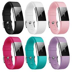 Hanlesi Bands Compatible with Fitbit Charge 2, Soft Silicone Breathable Fashion Sport Strap for Fit bit Charge2 Replacement Original Accessory