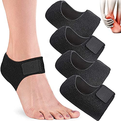 4 Pieces Heel Cushions Protectors Plantar Fasciitis Heel Pads Heel Cushion Inserts Heel Cups Adjustable Breathable Heel Support for Cracked, Dry, Achilles Heels, Heel Pain Relief (S, Black)