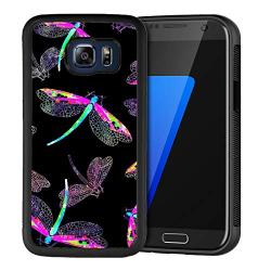 Samsung Galaxy S6 Case with Beautiful Dragonfly Pattern Whimsical Design Bumper Black Soft TPU and PC Protection Anti-Slippery &Fingerprint Case for Samsung Galaxy S6