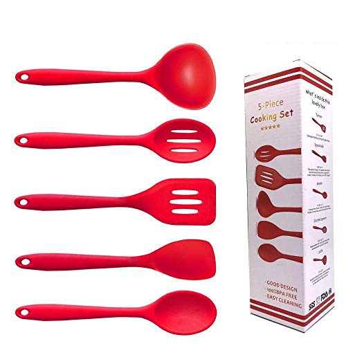 Kitchen Set - 5 Pieces of Silicone Cooking Utensils, Non-Stick and Heat-Resistant Shovel Spoon Set, Food Grade Silicone Kitchenware, 5 piece set