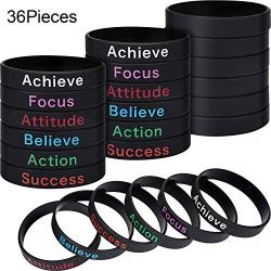 36 Pieces Inspirational Silicone Bracelets Motivational Rubber Wristbands Stretch Rubber Bracelets for Men and Women