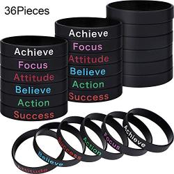 36 Pieces Inspirational Silicone Bracelets Motivational Rubber Wristbands Stretch Rubber Bracelets for Men and Women