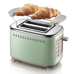 QIN.J.FANG-Kitchen Mini Toaster,Automatic 2 slice Home Breakfast Toaster with Dust Cover,Green