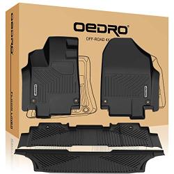 oEdRo Floor Mats Compatible for 2018-2019 Honda Odyssey, Unique Black TPE All-Weather Guard Includes 1st, 2nd and 3rd Row: Full Set Liners