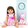 PURSUEBABY Real Life Reborn Baby Dolls Full Body Silicone Vinyl Girls 22 inch Abigail Washable Realistic Silicone Vinyl Baby Dolls, Adorable Rabbit Toy Gift Set with Gift Box