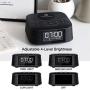 Homtime Wireless Charging Alarm Clock Radio with Dual Alarm, Bluetooth Speaker, Fast Charger, USB Port to Charge Any USB Device, Sleep Timer and Dimmable LCD Display for Bedrooms(Black)