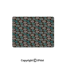 Thick 3mm Gaming Mouse Pad Dots Forming Oval Shapes Retro Style Abstract Geometric Vintage Decorative Personality Design Non Slip Rubber Mouse Mat,7.1x8.7 inch,Brown Turquoise White