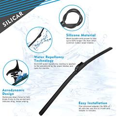 SILICAR 20"+20" Silicone Wiper Blades,Water Repellency Wiper Blade,Windshiled Wipers for U/J Hook(Pack of 2)