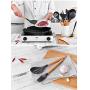Silicone Cooking Utensil Kitchen Set - Silicone Kitchenware with Wooden Handle, Silicone Set Scraper Set - Non-stick Kitchen Tool Baking Cooking Set, 9-piece set A