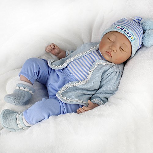 CHAREX Reborn Baby Doll Sleeping Soft Vinyl Newborn Doll Boy, Lifelike Realistic 22 inch Weighted Gift Set for Age 3+