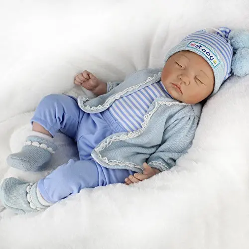 CHAREX Reborn Baby Doll Sleeping Soft Vinyl Newborn Doll Boy, Lifelike Realistic 22 inch Weighted Gift Set for Age 3+
