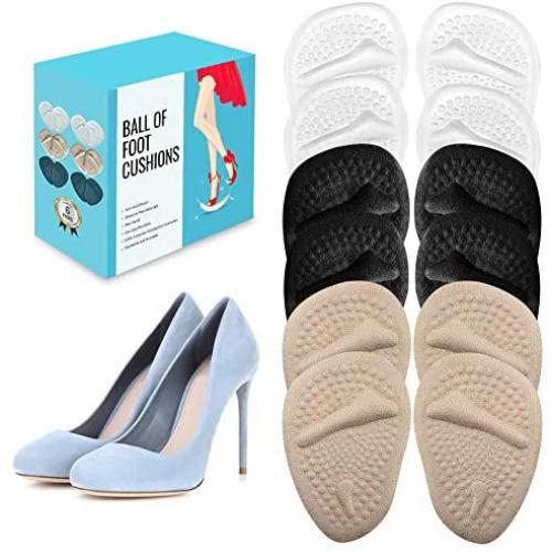 (12 Pieces) Metatarsal Pads for Women | Ball of Foot Cushions for Pain Relief | Reusable Shoe Inserts for Women