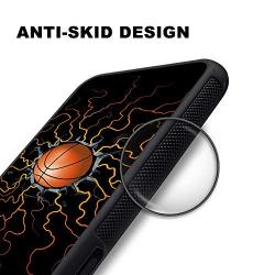 HTC 10 Case with Basketball Fire Pattern Whimsical Design Bumper Black Soft TPU and PC Protection Anti-Slippery &Fingerprint Case for HTC 10