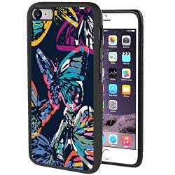 iPhone 7 8 Case,Flexible Soft TPU Cover Shell,Slim Silicone Black Rubber Non-Slip Durable Design Protective Phone Case for iPhone 7 8 -Butterfly