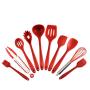 JunbosiKitchenware Silicone Kitchen 10 Pieces Nonstick Cookware Silicone Kitchenware Set Shovel Spoon Kitchenware Set,Red