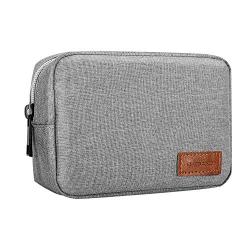 MoKo Electronics Accessories Case, 6.5" Polyester Carrying Travel Electronics Accessories Organizer Universal Cable Management Hard Drive Bag for Power Cord, USB, Charger, AC Adapter - Gray