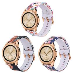 VIGOSS Silicone Floral Band Compatible Galaxy Watch 42mm Bands/Galaxy Watch Active 40mm Bands/Gear Sport Band, Women 20mm Strap Replacement Bracelet Wristband for Samsung Galaxy Watch 42mm R810 Watch