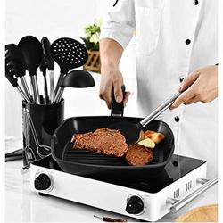 Silicone Kitchenware Set of 9, Heat Resistant Non-Scratch BPA Free Cookware Kit with Stand Holder Scraper Spoon