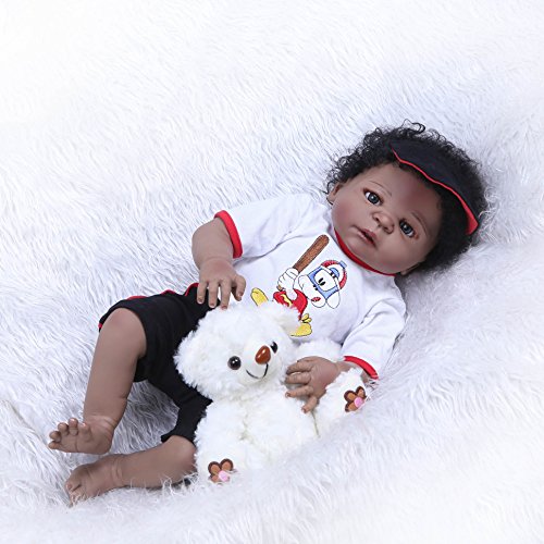 Zero Pam 22 inch Biracail Reborn Dolls Football Teenager Full Body Silicone Vinyl Black Skin Boy Anatomically Correct Waterproof Toys (Girl)