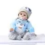 Nicery Reborn Baby Doll Soft Simulation Silicone Vinyl Cloth Body 22inch 55cm Lifelike Vivid Boy Girl Toy for Ages 3+ Blue Dog B076