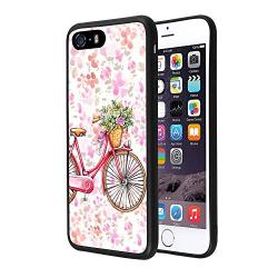 iPhone SE 5s 5 Case,Flexible Soft TPU Cover Shell,Slim Silicone Black Rubber Non-Slip Durable Design Protective Phone Case for iPhone SE 5s 5 -Bicycle