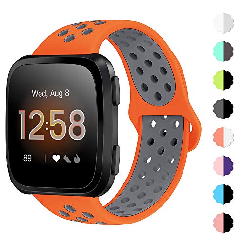 NANW Bands Compatible with Fitbit Versa/Versa 2/Versa Lite Small Large,Soft Silicone Replacement Band for Versa/Versa 2,Air Hole Wristband Strap for Women Men