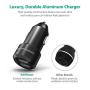 USB Car Charger RAVPower 24W 4.8A Metal Dual Car Adapter, Compatible with iPhone 11/Pro/Max XS Max XR X 8 7 Plus, iPad Pro Air Mini, Galaxy S9 S8 S7 S6 Edge Note and More (Black)