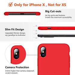 TORRAS [Love Series] iPhone X Case 2017 (ONLY), Liquid Silicone Gel Rubber Shockproof Case Soft Microfiber Cloth Lining Cushion Compatible with iPhone X (2017), Red