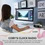 COBY Digital LED Alarm Clock Built In 10W HD Bluetooth Speakers FM Radio QI Certified Fast Wireless Charger for iPhone, Samsung and More,USB port Battery Backup Aux In, Dimmer for Bedroom, Office Desk