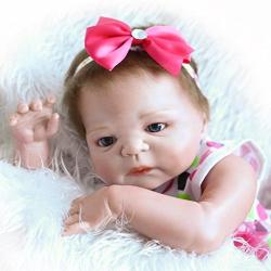 TERABITHIA 23 inch Alive Silicone Vinyl Full Body Reborn Baby Girl Dolls with Red Bow Headbands