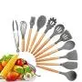 Kitchen tool wooden handle 11 piece set Kitchenware silicone nonstick set Cooking shovel spoon tool