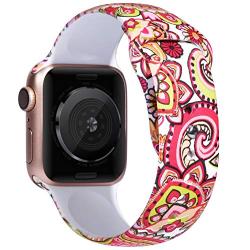 EXCHAR Compatible with Apple Watch Band 40mm 38mm 44mm 42mm Fadeless Pattern Printed Floral Bands Silicone Replacement Band for iWatch Series 5 Series 4/3/2/1 for Women Men