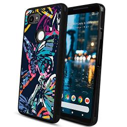 Google Pixel 2 Case,Flexible Soft TPU Cover Shell,Slim Silicone Black Rubber Non-Slip Durable Design Protective Phone Case for Google Pixel 2 -Butterfly