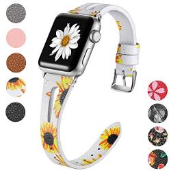 Haveda Leather Bands Compatible for Apple Watch 40mm 38mm 44mm 42mm, iWatch Series 5, Series4, Series 3/2/1, Women Printed Apple Watch 38mm Band Slim Feminine Breathable Floral Wristband