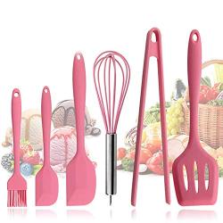 Ksone Home 6pcs Pink kitchenware Food Grade Silicone Kitchen Cooking Tools Durable Cooking Utensils Eco-Friendly Kitchen Baking Tools