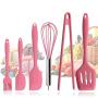 Ksone Home 6pcs Pink kitchenware Food Grade Silicone Kitchen Cooking Tools Durable Cooking Utensils Eco-Friendly Kitchen Baking Tools