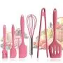 Ksone Home 6pcs Pink kitchenware Food Grade Silicone Kitchen Cooking Tools Durable Cooking Utensils Eco-Friendly Kitchen Baking Tools