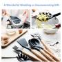 MEIGONGJU 11-PCS Kitchen Utensils Set Silicone with Holder Spoon Turner Tongs Spatula Cooking Utensil Tools Sets Wood Cookware Kitchenware,C