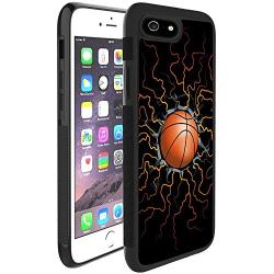 iPhone 6s 6 Case with Basketball Fire Pattern Whimsical Design Bumper Black Soft TPU and PC Protection Anti-Slippery &Fingerprint Case for iPhone 6s 6