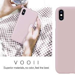 Vooii iPhone Xs Case, iPhone X Case, Soft Liquid Silicone Slim Rubber Full Body Protective iPhone Xs/X Case Cover (with Soft Microfiber Lining) Design for iPhone X iPhone Xs - Sand Pink