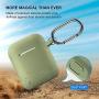 AirPods Case, Silicone Cover with U Shape Carabiner,360°Protective,Dust-Proof,Super Skin Silicone Compatible with Apple AirPods 1st/2nd (Army Green)