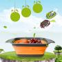 Transser Collapsible Colander, Dish Tub BPA Free Foldable Food Strainers, Fruits Vegetable Colanders Strainers, Portable Washing Basin, Draining Basket for Kitchen, BBQ, Camping (L)