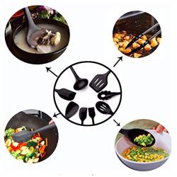 CAiYoukes 10PCS/SETDurable Silicone Non-Stick Kitchenware Heat Resistant Kitchen Black