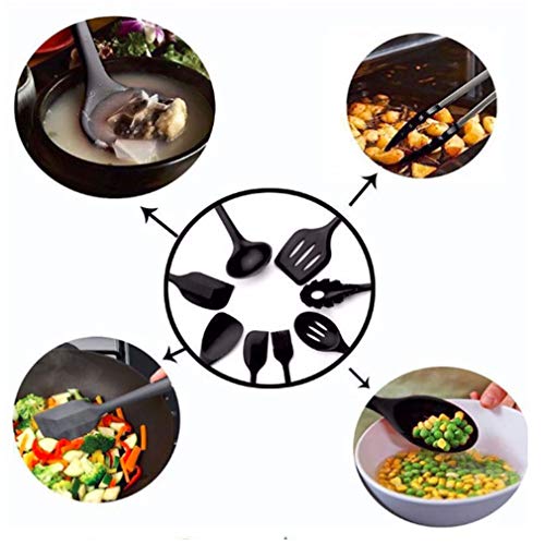 CAiYoukes 10PCS/SETDurable Silicone Non-Stick Kitchenware Heat Resistant Kitchen Black