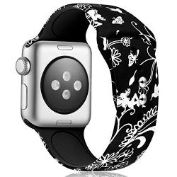 KOLEK Floral Bands Compatible with Apple Watch 38mm 40mm, Silicone Fadeless Pattern Printed Replacement Bands for iWatch Series 4 3 2 1, Flower Fairy, S, M