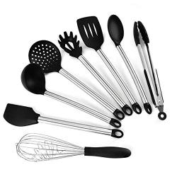 JunbosiKitchenware Kitchen Tool Stainless Steel Handle Silicone Kitchenware Cooking Shovel Spoon Silicone Kitchenware 8 Piece Set