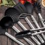 JunbosiKitchenware Stainless Steel Silicone Kitchenware 5 Set of 10 Handle Spatula Scraper Soup Colander Set,5pieceset